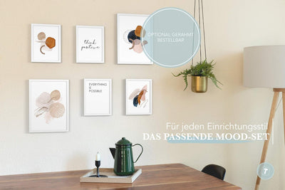 Papierschmiede® Mood Poster Set Bernstein Abstrakt, Bilder Wohnzimmer Deko Schlafzimmer, 2x 30x40cm