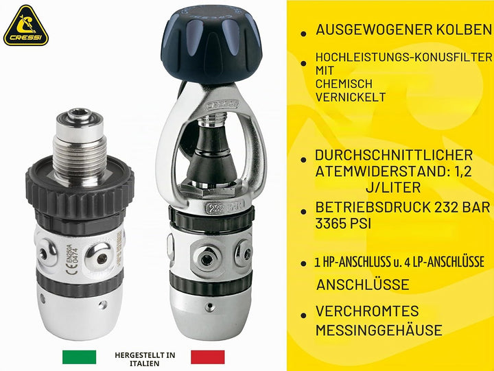 Cressi Octopusse AC2 Compact + Octopus Xs Single INT, Single INT