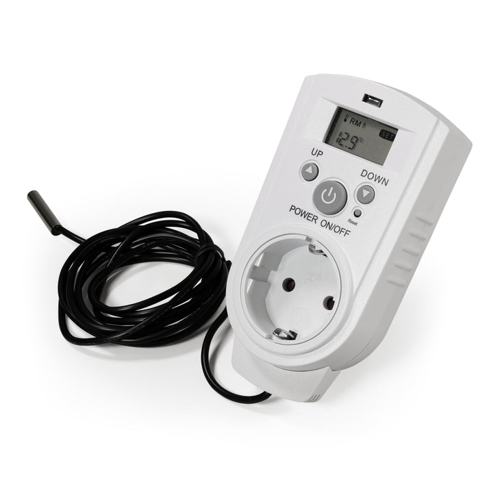 McPower Steckdosen Thermostat | TCU-540 | Klimaregelung 5-30°C, 3.680W 230V/16A inkl. Backup-Akku Di