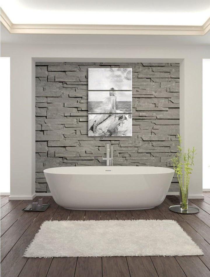 Pixxprint Traumhafte Meerjungfrau als Leinwandbild/Grösse: 3 Teilig (120x80) cm/Wandbild/Kunstdruck/