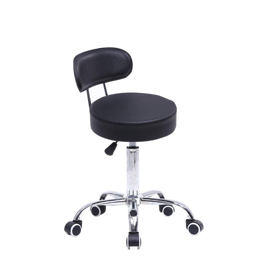 KKTONER Rollhocker mit Rückenlehne 360° drehbar Arbeitshocker höhenverstellbar 48-64cm für Büro Salo