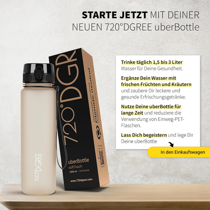 720°DGREE Trinkflasche “uberBottle“ +Sieb - 350ml, 500ml, 650ml, 1000ml, 1,5l, 2l - BPA-Frei - Wasse