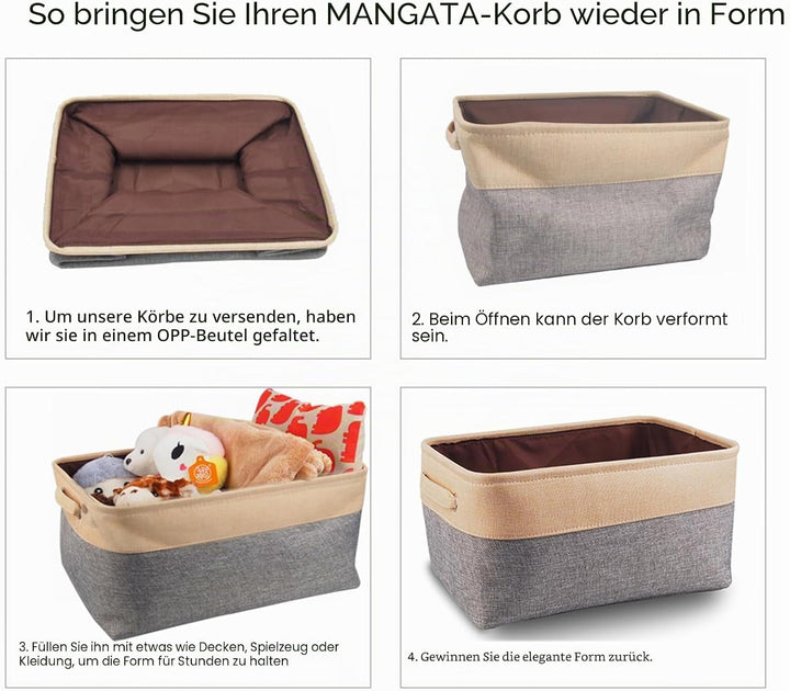 Mangata 3 Stück aufbewahrungskorb Stoff, aufbewahrungsbox gross Schrank, Korb aufbewahrung Stoff mit