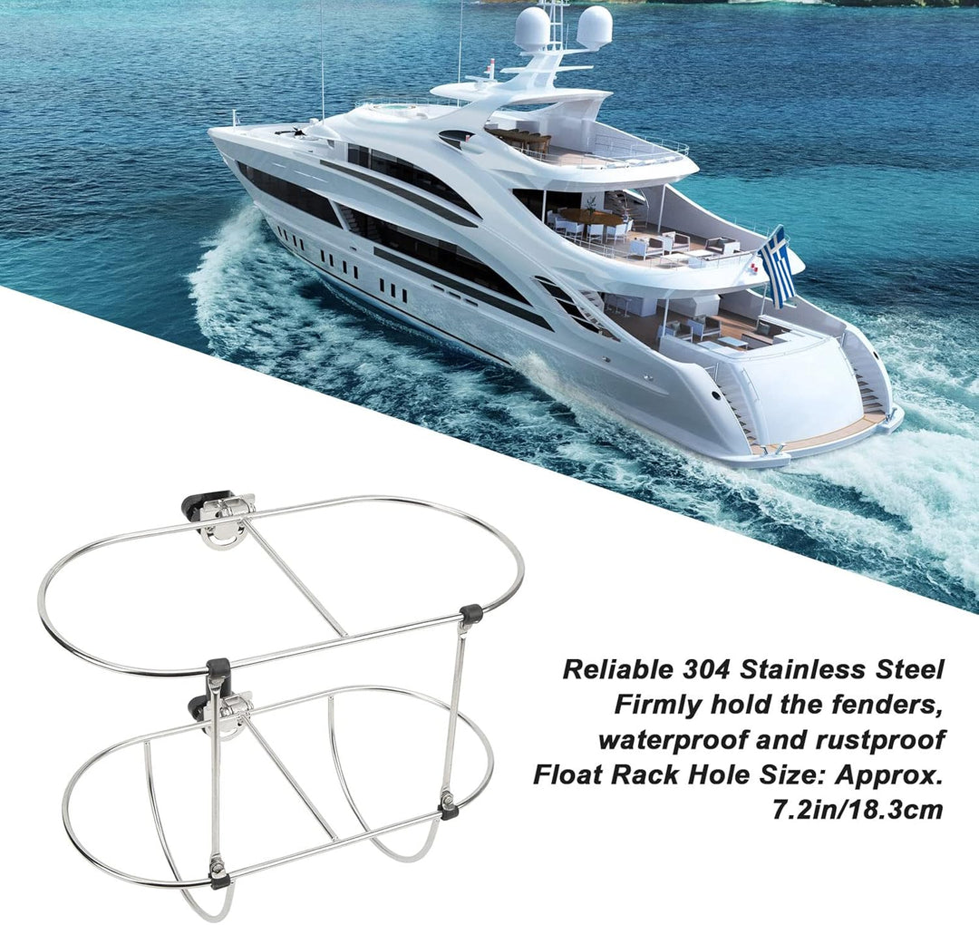FOLOSAFENAR Boots-Fender-Rack, 2-Korb-Marine-Fender-Halter, klappbar, rostfrei, für 7-Zoll-Yacht-Fen