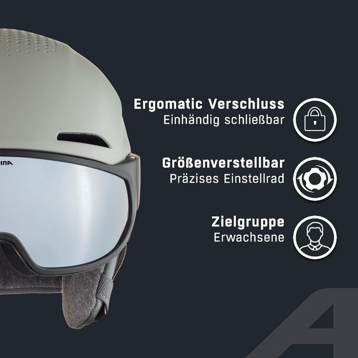 ALPINA ALTO Q-LITE - Sicherer, Stossabsorbierender &amp; Individuell Anpassbarer Skihelm Mit Kontrastver