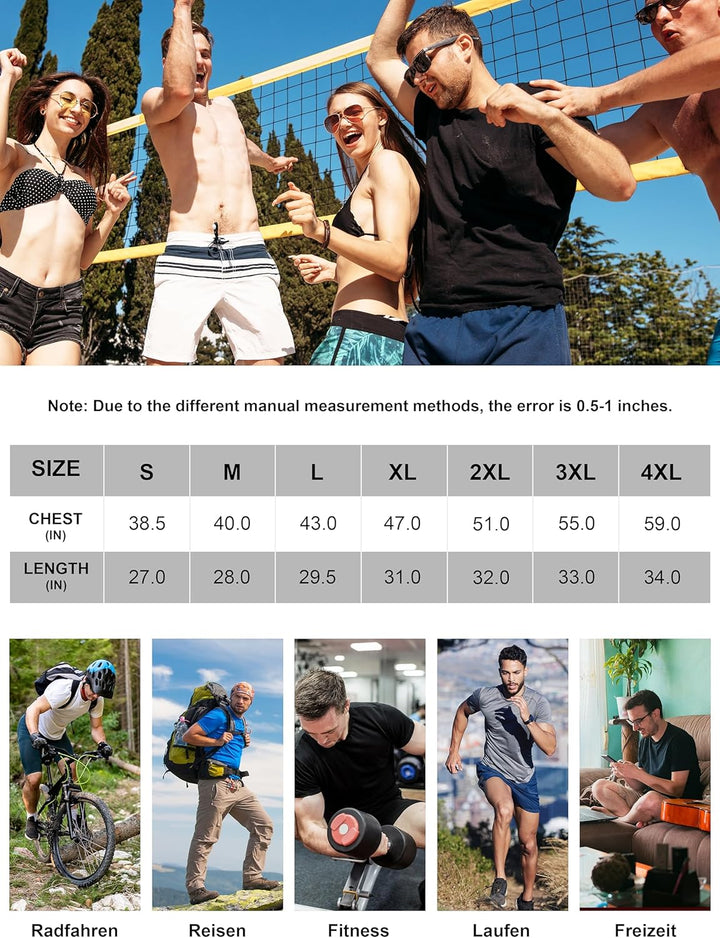 UV Schutz Tshirt Herren 3 Pack UPF 50+ Sonnenschutz Functional Sleeve Schwimmen T-Shirts Rash Guard