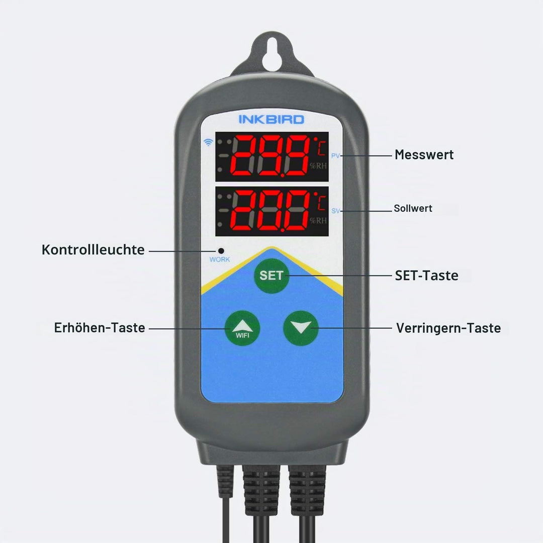 Inkbird WIFI Thermostat,Dualzeitzyklusein Alarmfunktion Zwei Steckdosen(Nur Zum