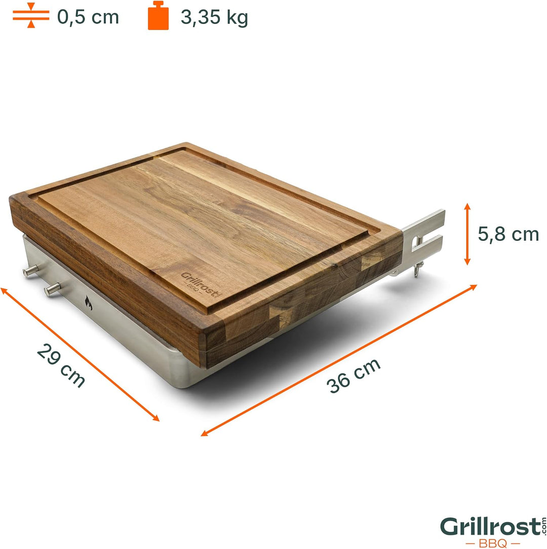 Grillrost.com Das Original Bretthalter für alle Feuerplatten mit 3-12mm Stärke | Buchenholz und Edel