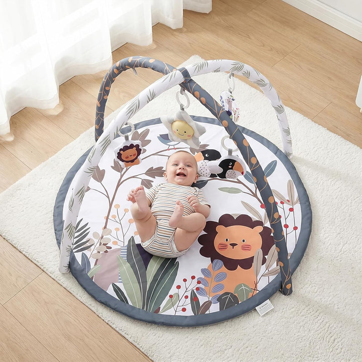 Highbird Baby Spielbogen mit Spielmatte und Krabbeldecke, mit 5 abnehmbaren Spielzeugen, Einfach zu