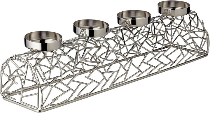 EDZARD Adventskerzenhalter Milano Silber, Messing vernickelt, modernes AST-Design, Länge 44 cm, Adve