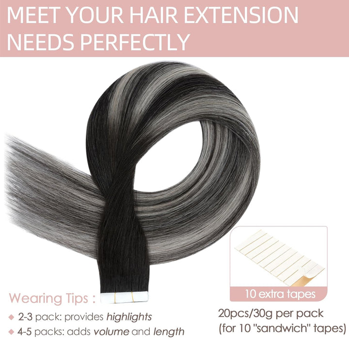 Silk-co Tape in Extensions Echthaar 20stk, leicht Version Tape Extensions Echthaar, Remy Haarextensi