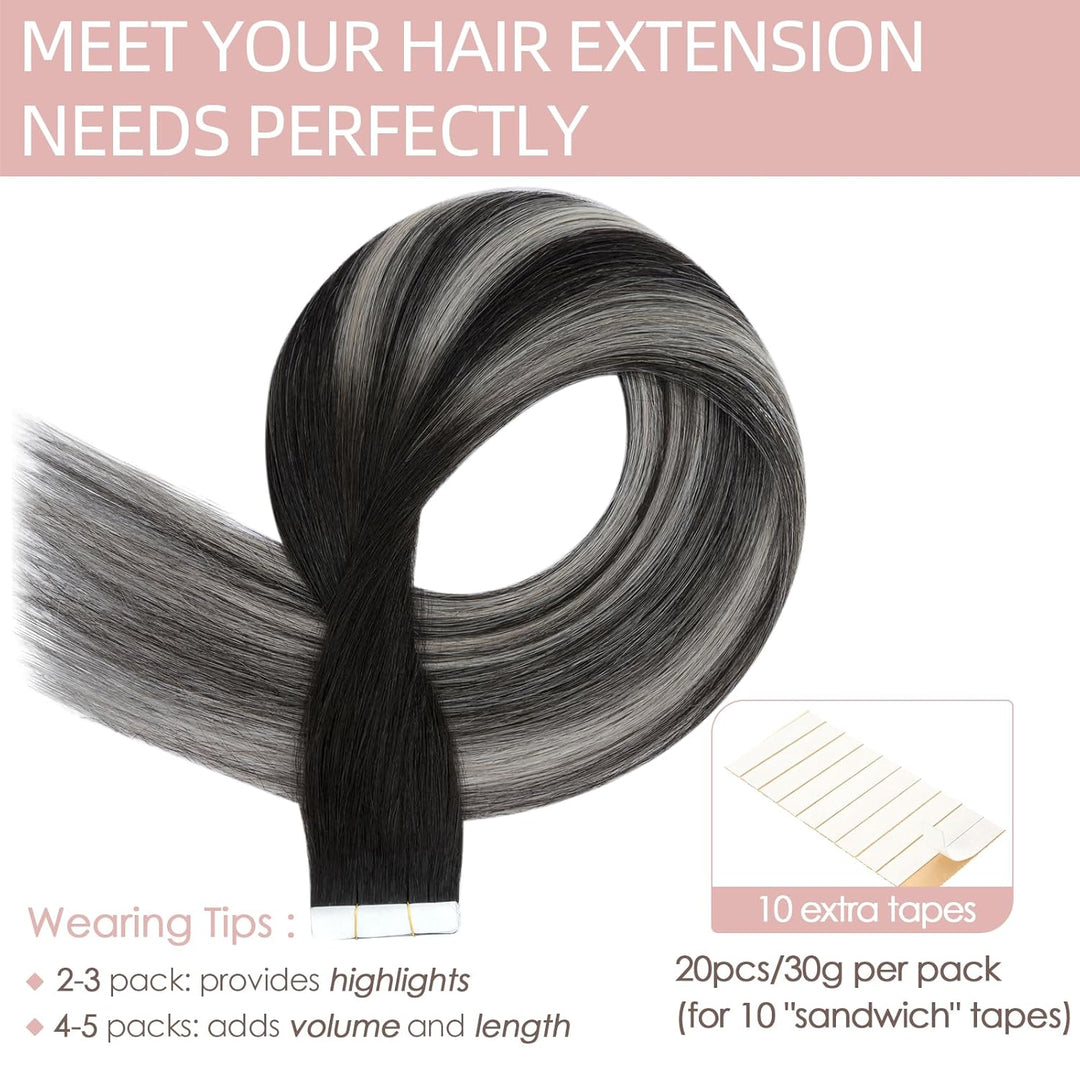Silk-co Tape in Extensions Echthaar 20stk, leicht Version Tape Extensions Echthaar, Remy Haarextensi