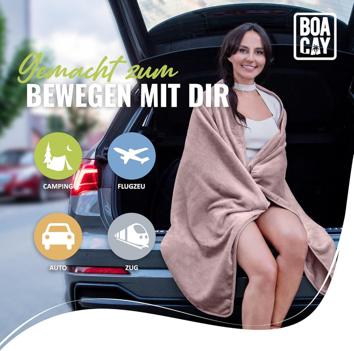 BOACAY Weiche &amp; Warme Reisedecke für Flugzeug &amp; Auto - Unentbehrlich für Lange Flüge für Frauen, Män