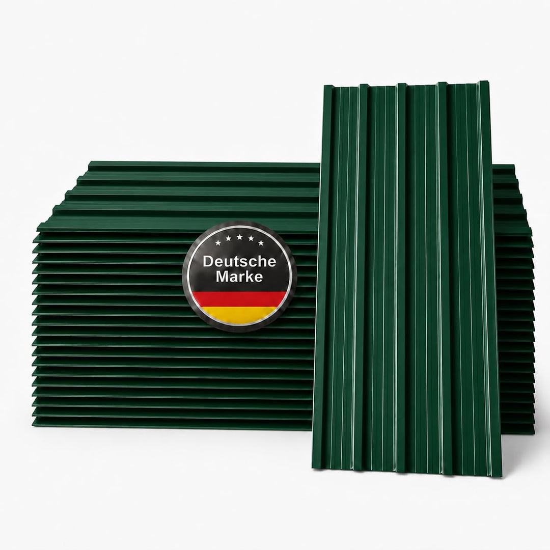 Trapezblech Dachplatten 22er Set RAL6005 Grün | 1090x445mm, verzinkt Grün RAL 6005 22er Set, Grün RA