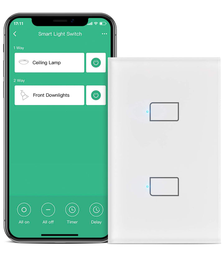 BroadLink - Smart Touch Wall Switch, 2-Fach-Ein-Draht-Schalter, kein Neutralleiter oder Kondensator