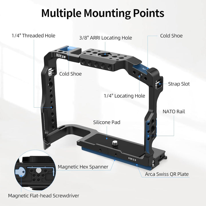 Nitze Z8 Camera Cage für Nikon Z 8 Kamera, Z8 Kamerakäfig Vollkäfig mit Integrierter NATO Schiene, Z