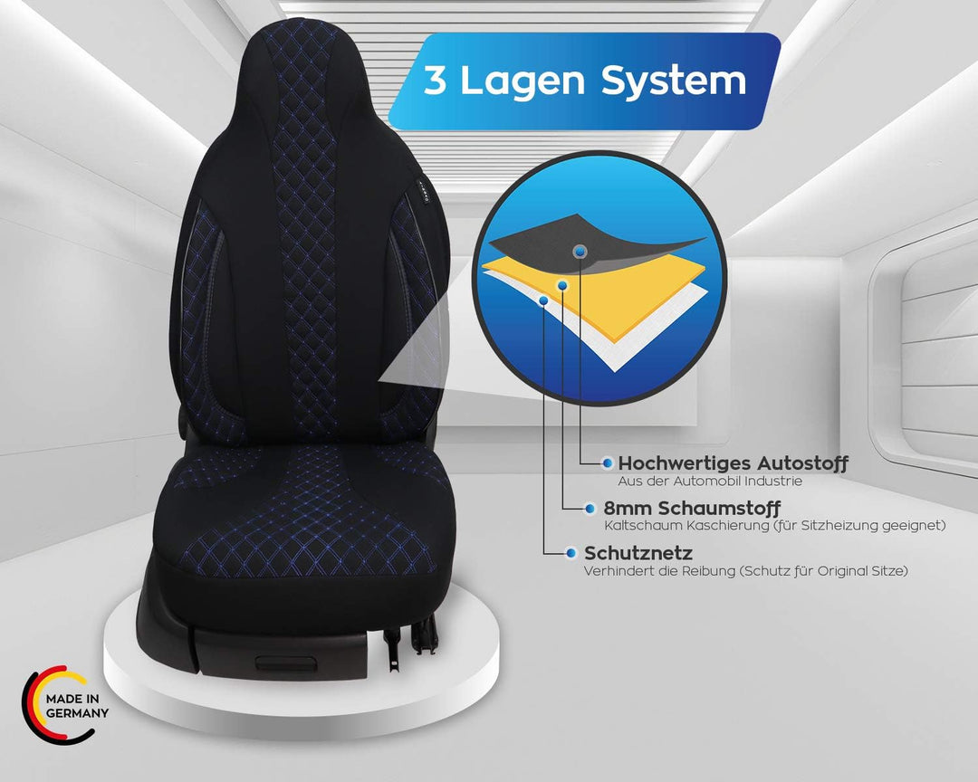 BREMER SITZBEZÜGE Mass Piloten Auto Schonbezüge kompatibel mit Toyota Aygo 2 Fahrer & Beifahrer ab 2