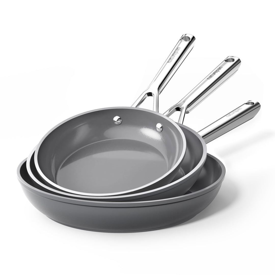 Pfannenset Keramik Induktion (20+24+28cm), DiamondTitan-Keramikbeschichtung, Antihaft Bratpfanne mit