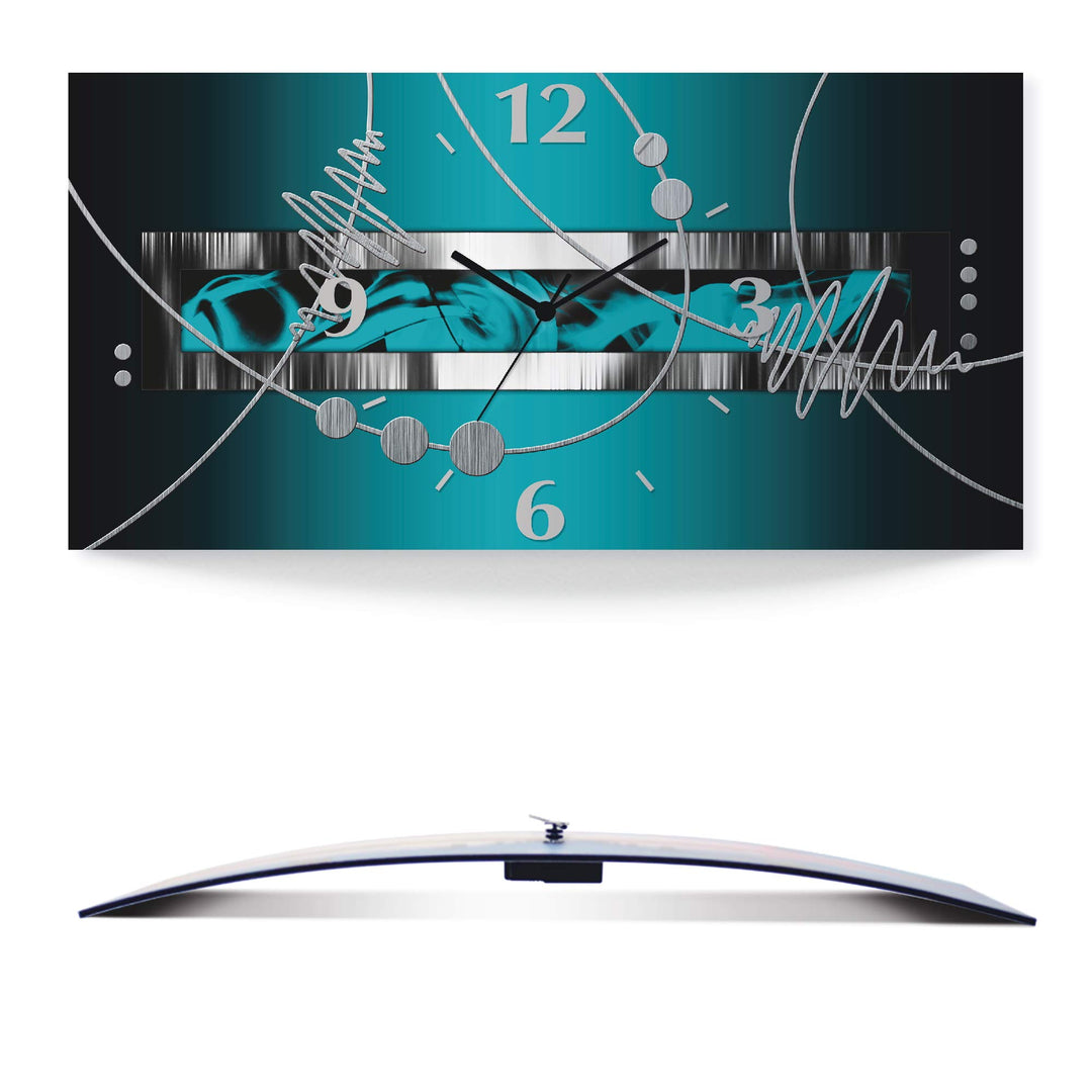ARTLAND Wanduhr ohne Tickgeräusche Alu Quarzuhr 50x25 cm Rechteckig Lautlos 3D Design Abstrakt Kunst
