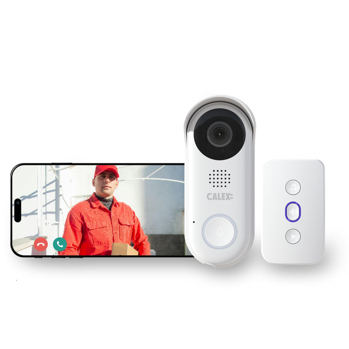 CALEX Smart Security Video-Türklingel, 2K Kamera mit App-Steuerung, Nachtsicht, 2-Wege-Audio, Bewegu