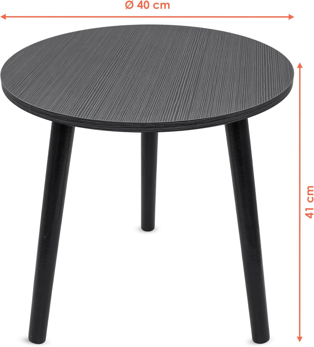 Spetebo Holz Beistelltisch schwarz rund mit 3 Beinen - 41 x 40 cm - Deko Blumentisch im eleganten De