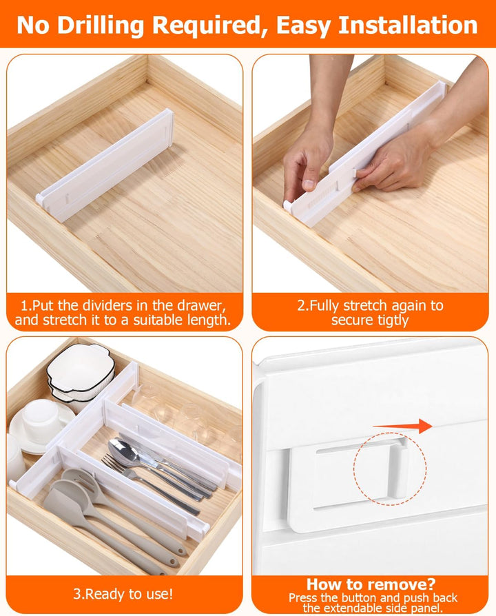 8er Set Schubladentrenner Verstellbar Kunststoff Schubladentrenner(28.5-50.5cm) Küche, Adjustable Dr