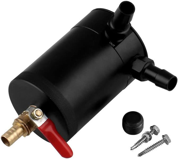 Riloer 2 Port Oil Catch Can mit Ablassventil, Reservoir Tank Oil Air Separator mit Aluminium Baffle,