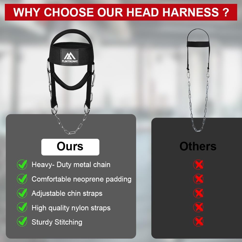 Flintronic Nackentrainer, Gewichtheben Kette Geschirr, Neck Harness für Kraftsport Nackenstrecker fü