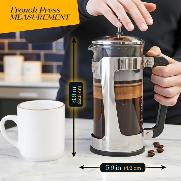 Espro Press P5, French Press, Chrom, für Kaffee, Glas, Edelstahl, versch. Grössen 0,55 l 18 oz, 18 o