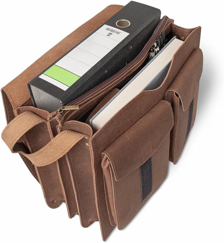 Grosse Aktentasche Lehrertasche Grösse XL aus Leder, für Damen und Herren, Jahn-Tasche 676 Braun, Br