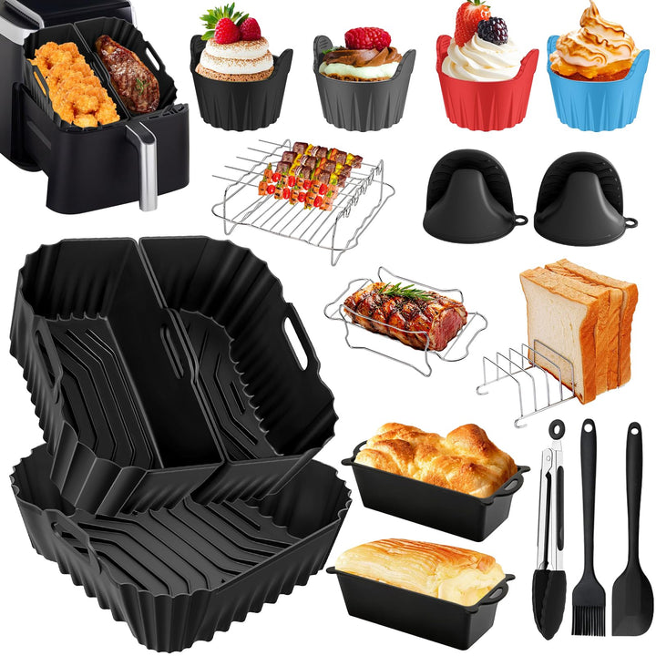 Silikonform Heissluftfritteuse für Ninja AF180EU 6.2L, 22 Stück Airfryer Silikonform Set mit Grillro