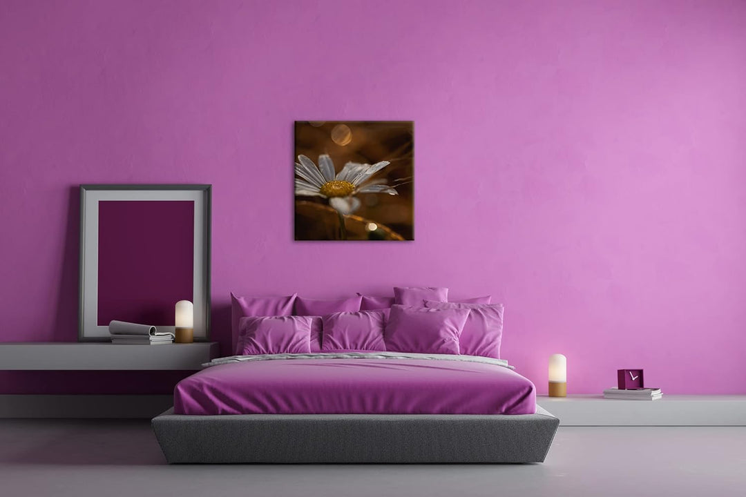 Margerite im Morgentau Format: 70x70 als Leinwandbild, Motiv fertig gerahmt auf Echtholzrahmen, Hoch