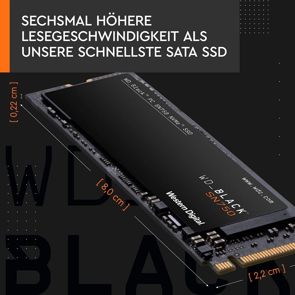 WD_BLACK SN750 NVMe SSD interne SSD 2 TB (Gaming SSD, 3.400 MB/s Lesegeschwindigkeit, schlankes Desi