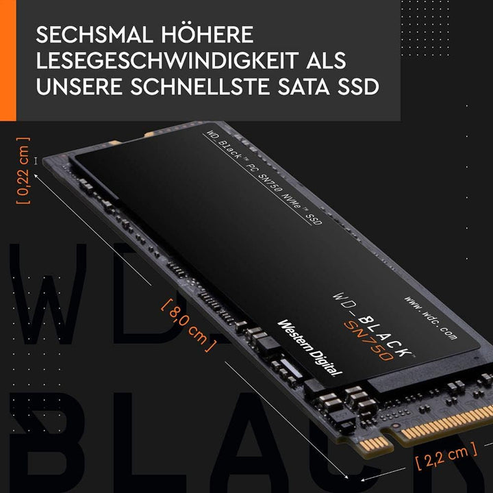 WD_BLACK SN750 NVMe SSD interne SSD 2 TB (Gaming SSD, 3.400 MB/s Lesegeschwindigkeit, schlankes Desi