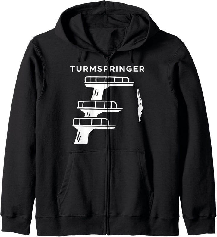 Turmspringen Turmspringer Wasserspringen Sprungbrett Becken Kapuzenjacke