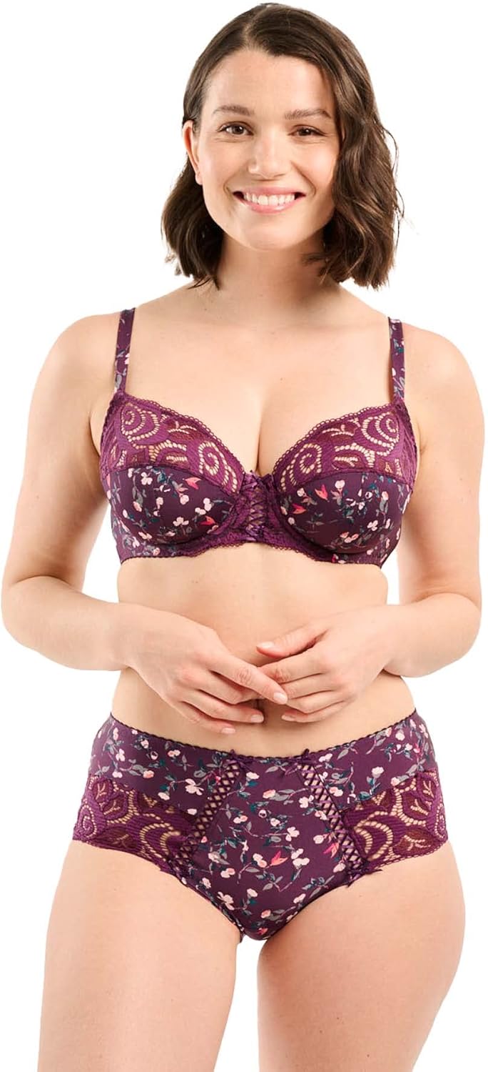 Sans Complexe Damen Klassischer Bügel-BH 75C Blumendruck, Rot / Violett, 75C Blumendruck, Rot / Viol