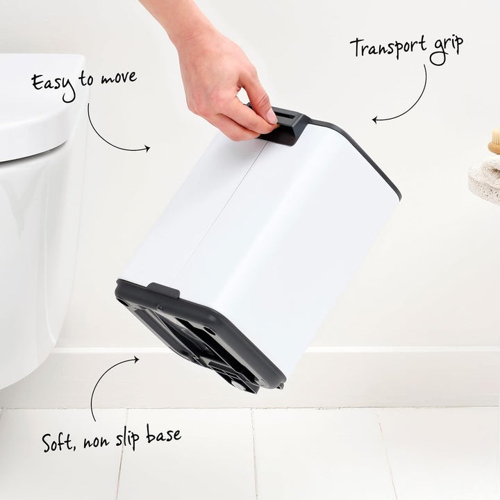 Brabantia Bo Treteimer 4 L (platin), platzsparender Mini Mülleimer mit Soft-Close-Funktion und leich