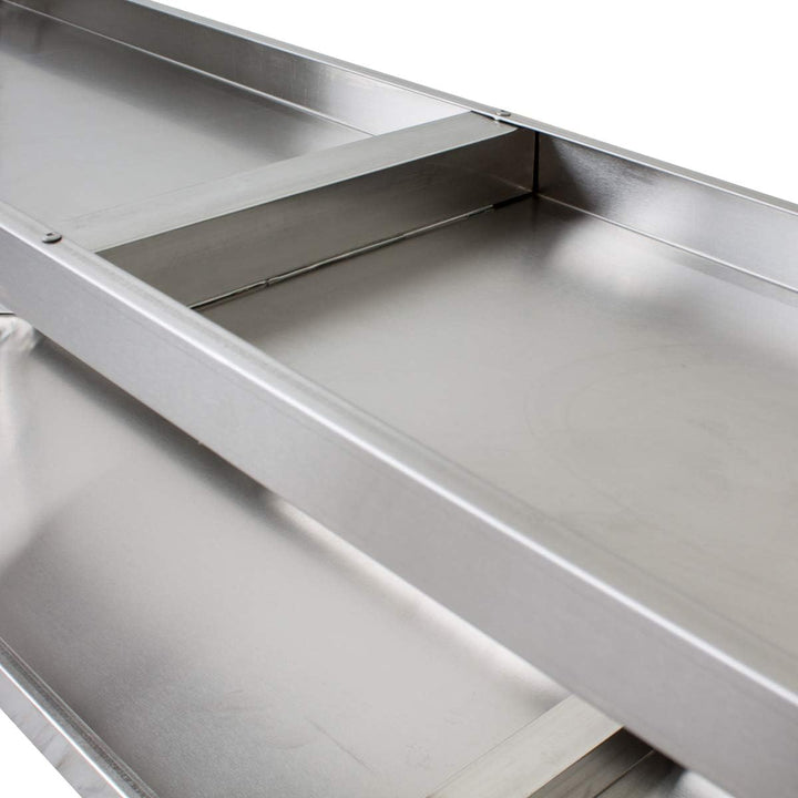 Beeketal 'BTA-180' Küchen Arbeitstisch Aufsatzboard 180 cm aus Edelstahl mit 2 Ablageflächern (Tragk
