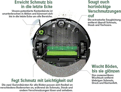 iRobot Roomba Combo j7 (c7156) Saug- und Wischroboter mit Objekterkennung/-meidung, Kartierung, 4-St