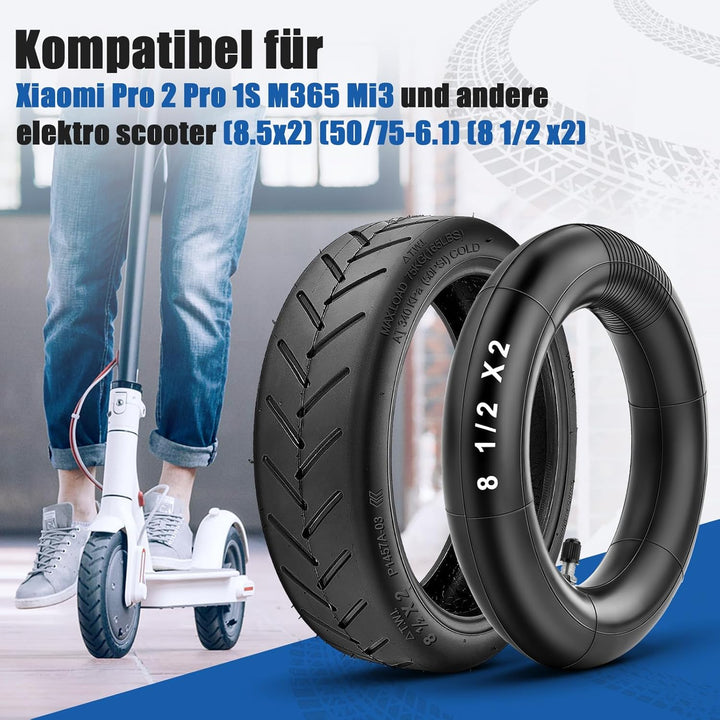 E Scooter Reifen 8 1/2 x2 mit Schlauch 8.5x2.0 Zoll, 50/75-6.1 Reifen und Schlauch Komplettset Verst