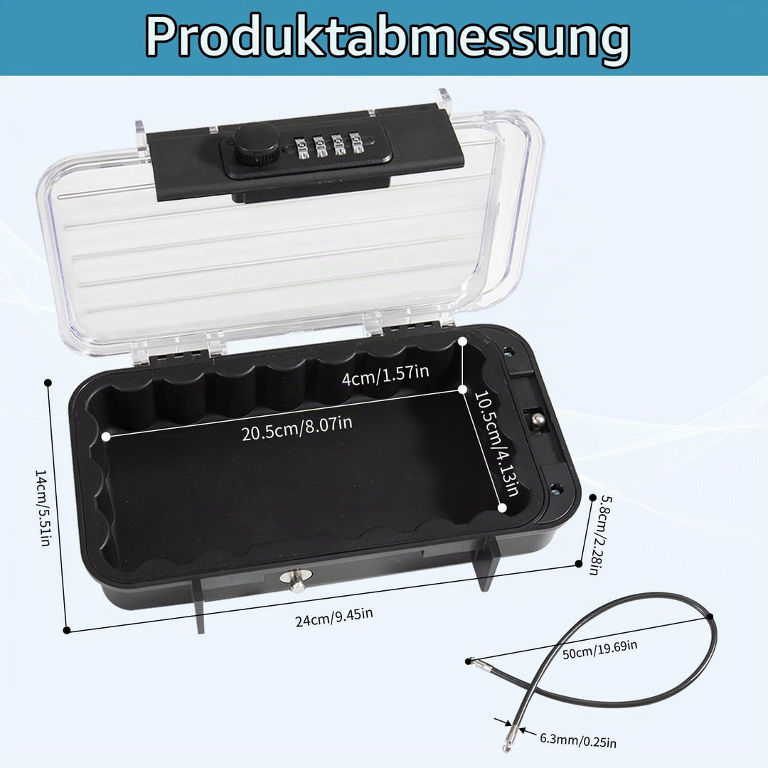 Tragbarer Tresor mit Zahelncode, Wasserdichte Mini Tresor Zahlenschloss Reise-Safe-Box mit Anti-Dieb
