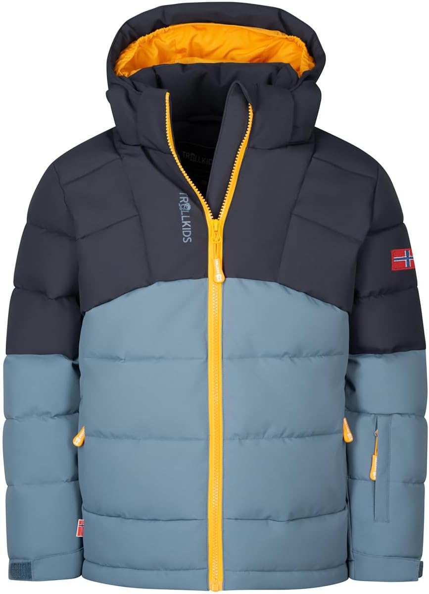 Trollkids Winterjacke Gryllefjord, 104 Schwarz/Stahlblau/Mango
