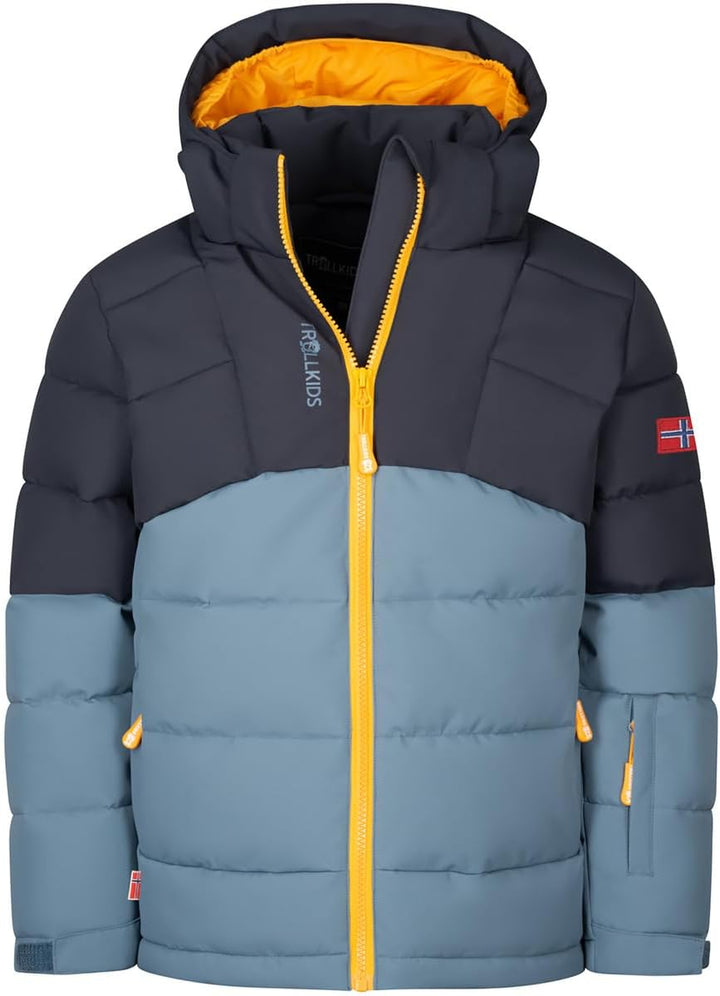 Trollkids Winterjacke Gryllefjord, 104 Schwarz/Stahlblau/Mango