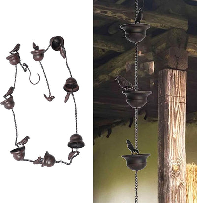 Pssopp Eisen Gehämmerte Cup Garden Products Regenkette, Regenketten Kolibri und Cup Regenketten Eise
