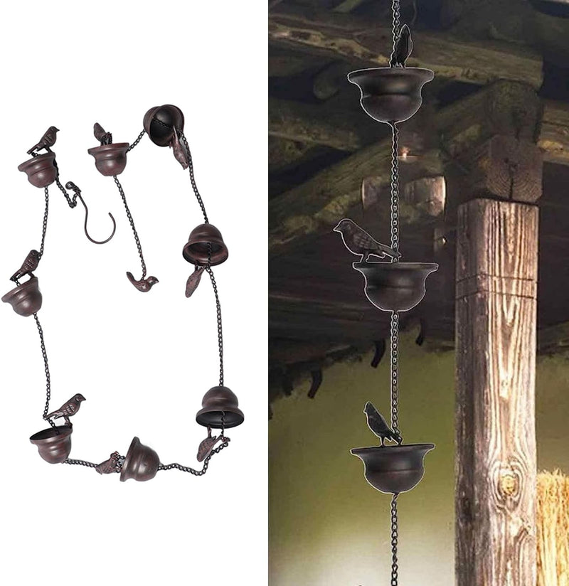 Pssopp Eisen Gehämmerte Cup Garden Products Regenkette, Regenketten Kolibri und Cup Regenketten Eise