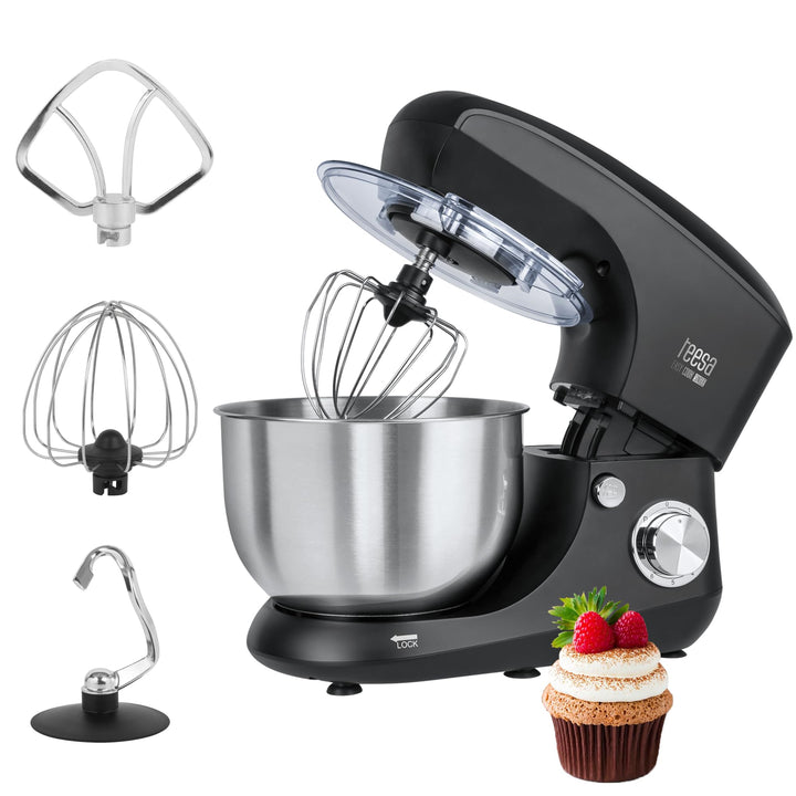 Teesa TSA3545-B EASY COOK SINGLE BLACK Küchenmaschine, Rührgerät, Mixer, 1400, Aluminium, 1 Liter, s