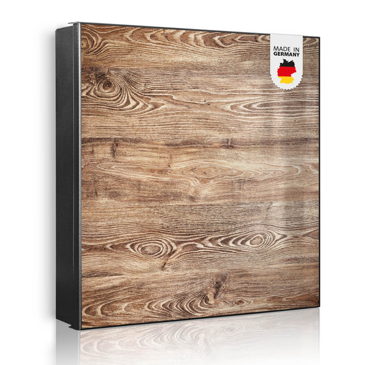 banjado® Grosser Schlüsselkasten Glas/Schlüsselbox 30cm x 30cm mit 50 Haken - Motiv Maserung/Schlüss