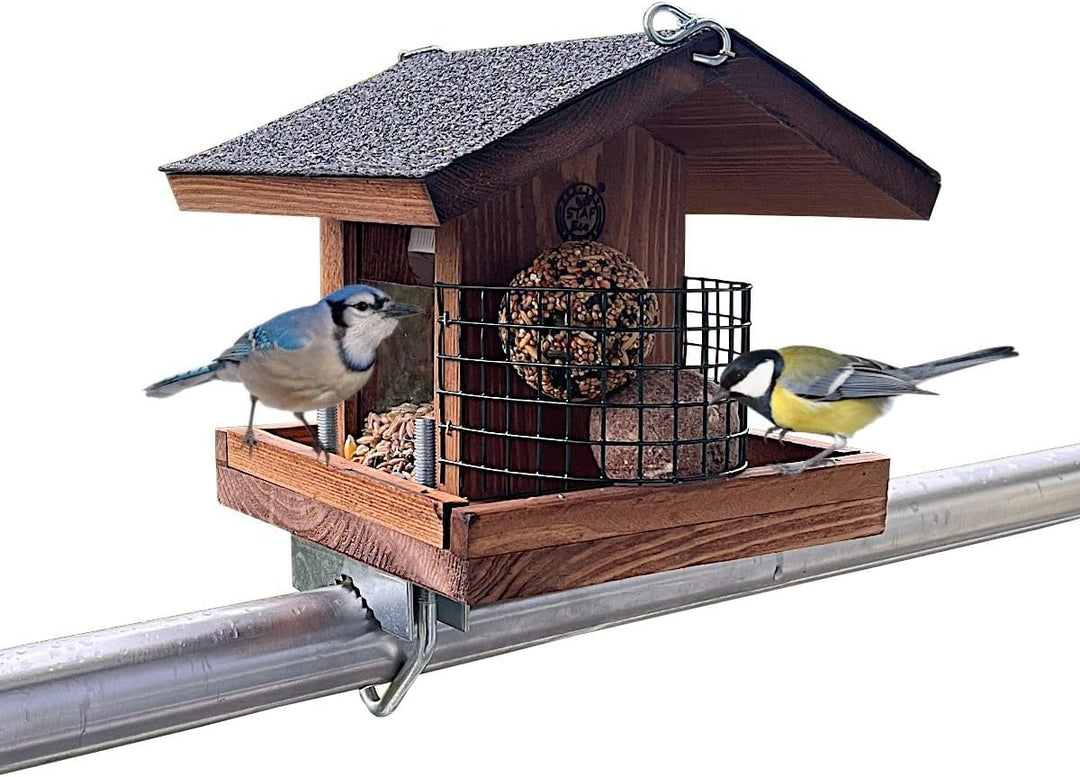 STAFECO® Vogelfutterhaus Vogelhaus für Balkon wetterfest Futterhaus Handarbeit Gartenvögel im Garten