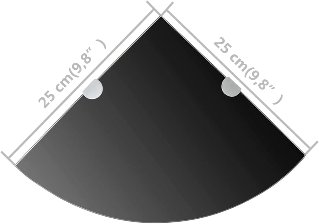 homiuse Wandregal Eckregale 2 STK. Verchromte Halterungen Glas Schwarz 25x25cm Regal Wand Wandregal