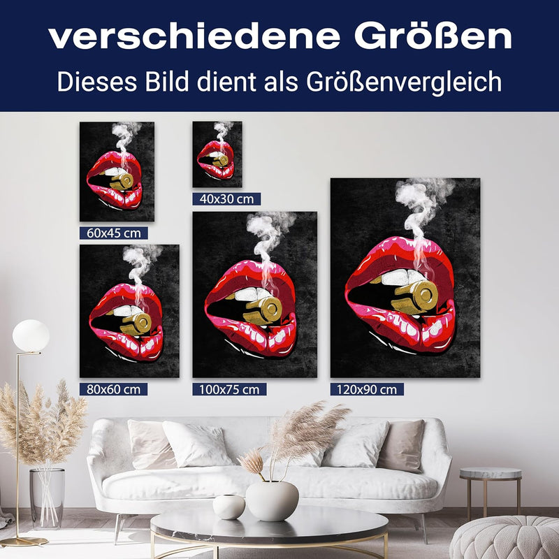 wandmotiv24 Leinwandbild 260 g/m² - Kunstdruck auf Leinwand - Wandkunst - Wandbild mit Frauen Lippen